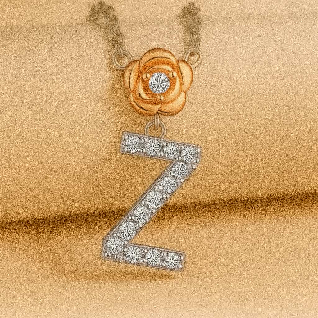 Alphabet Flower Pendant Necklace