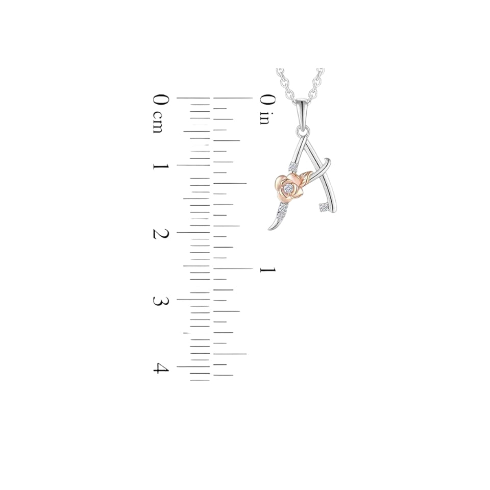 Alphabet Rose Pendant Necklace