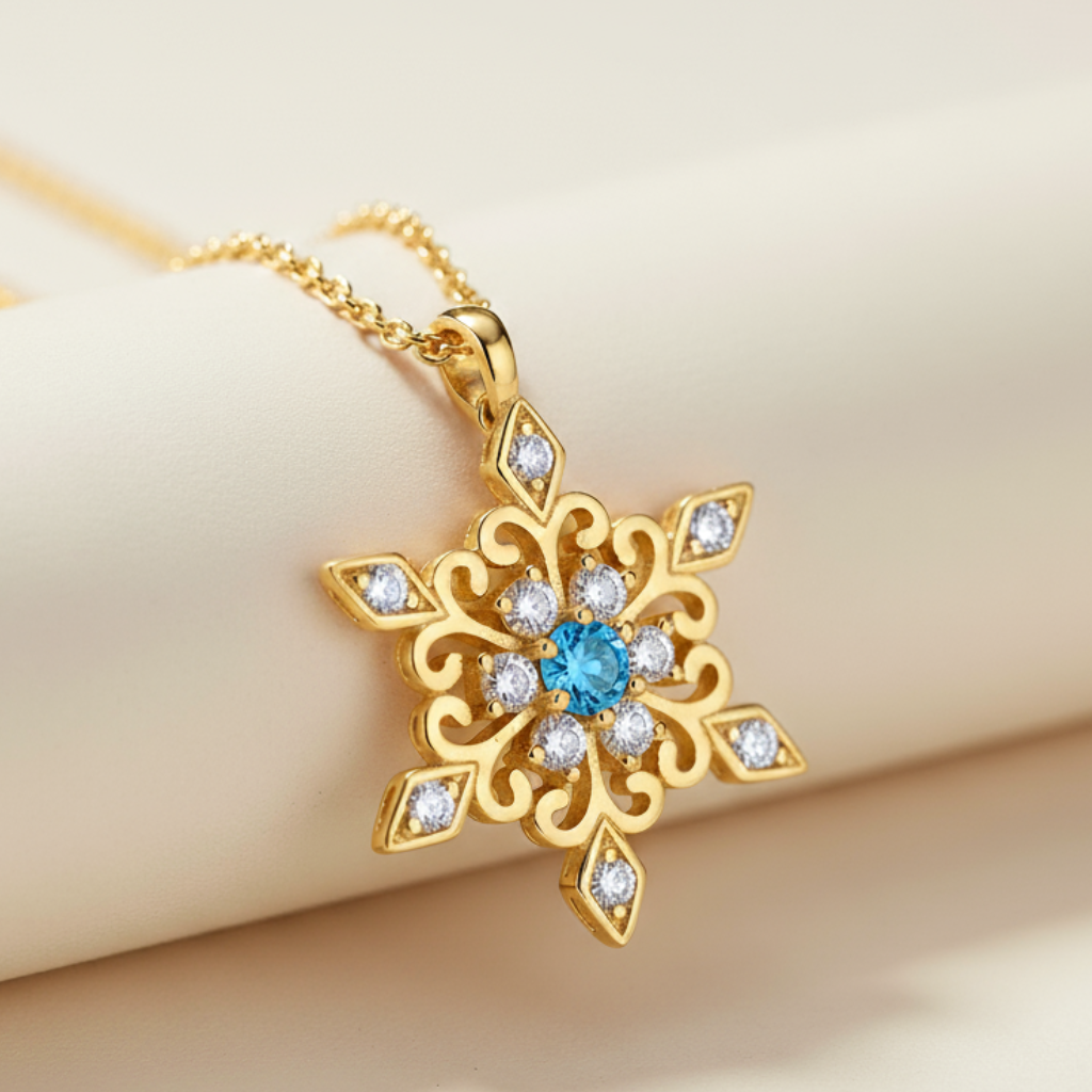 Birthday Snowflake Pendant Necklace