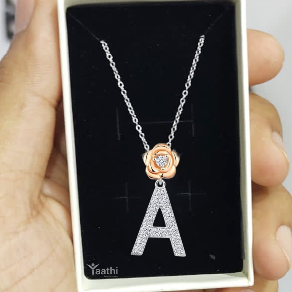 Alphabet Flower Pendant Necklace