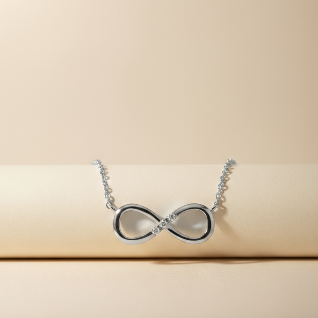 Three Stone Infinity Pendant Necklace