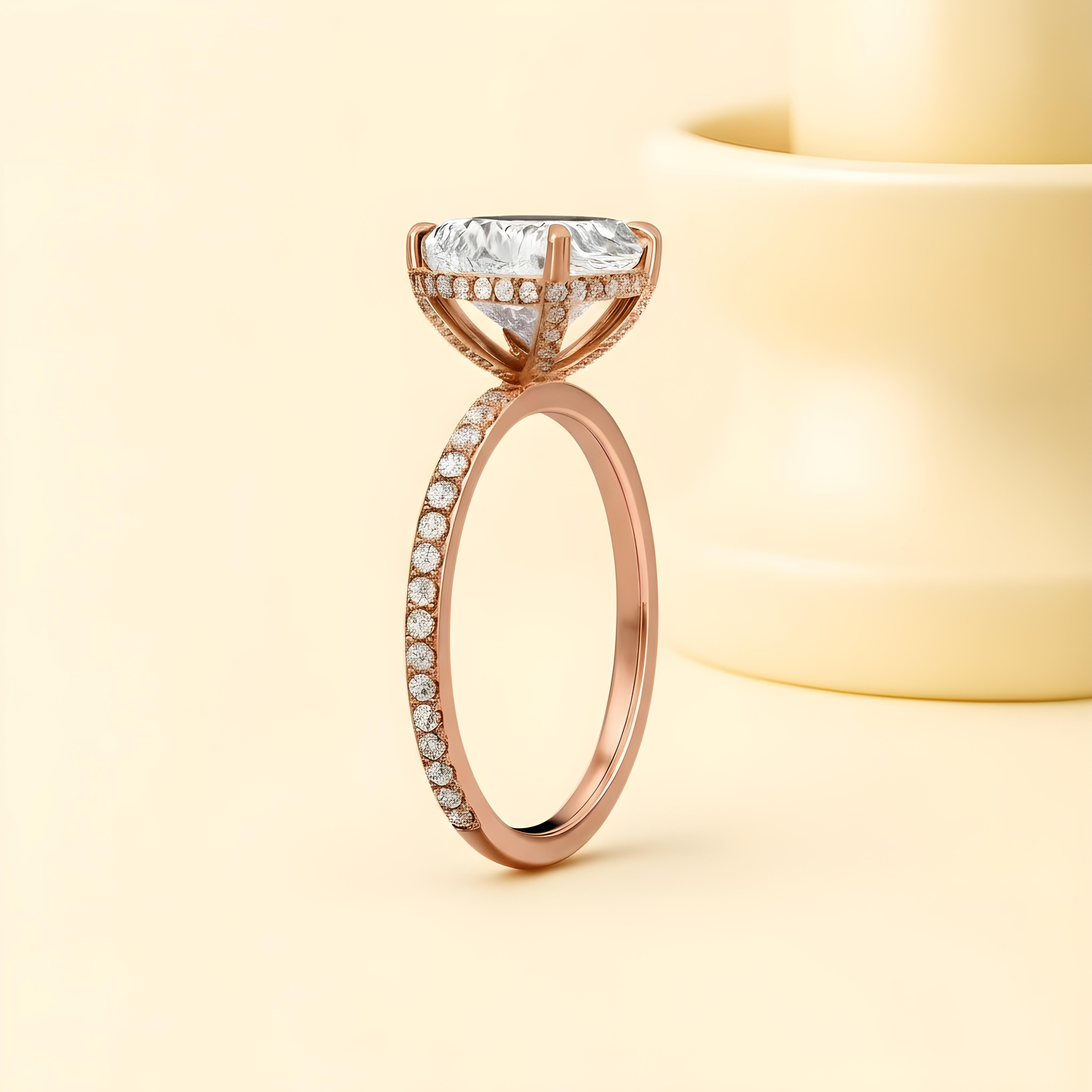 Princess Moissanite Pave Set Ring