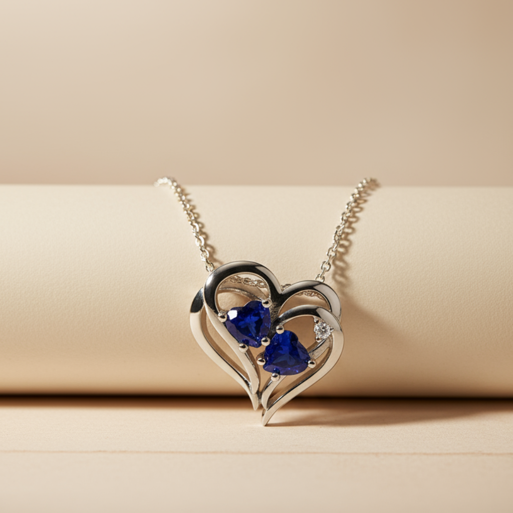 Heart-Shape Double Heart Pendant Necklace