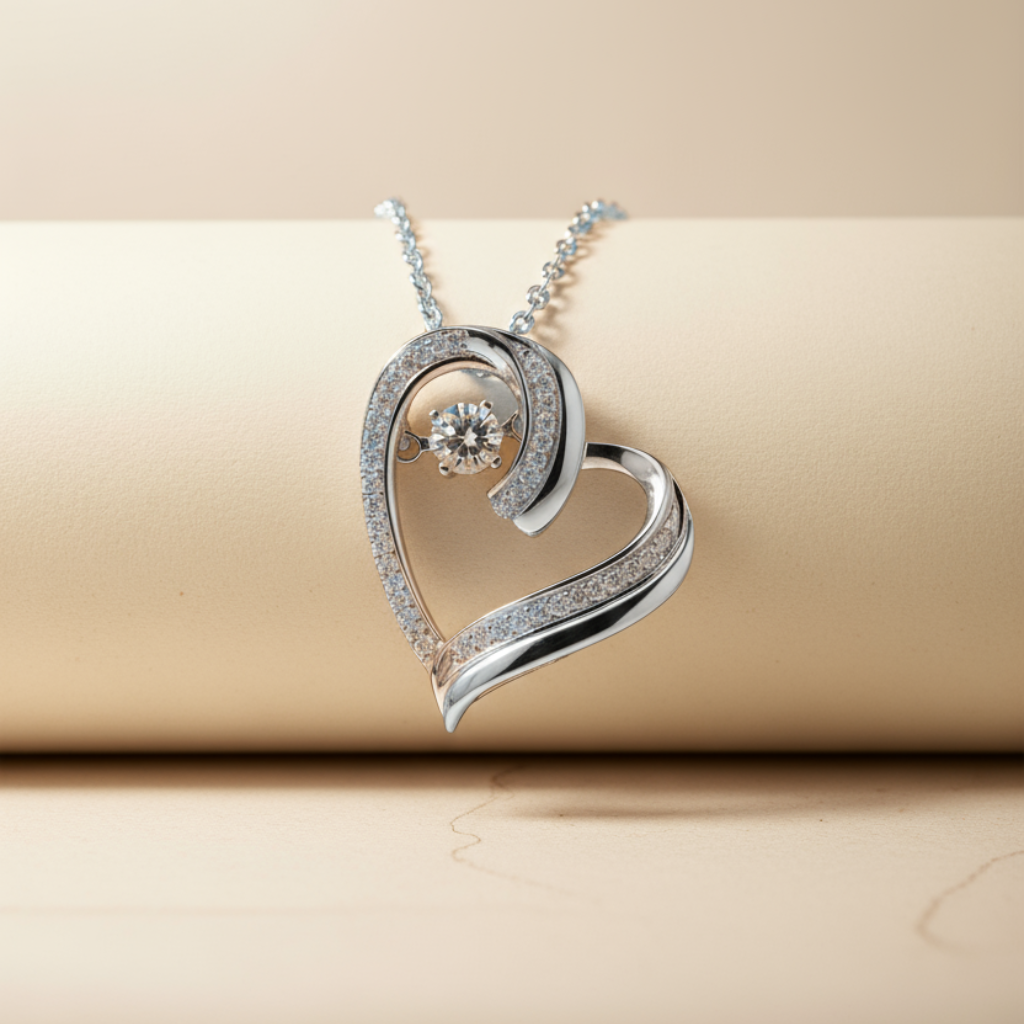 Moissanite Diamond Double Heart Pendant Necklace