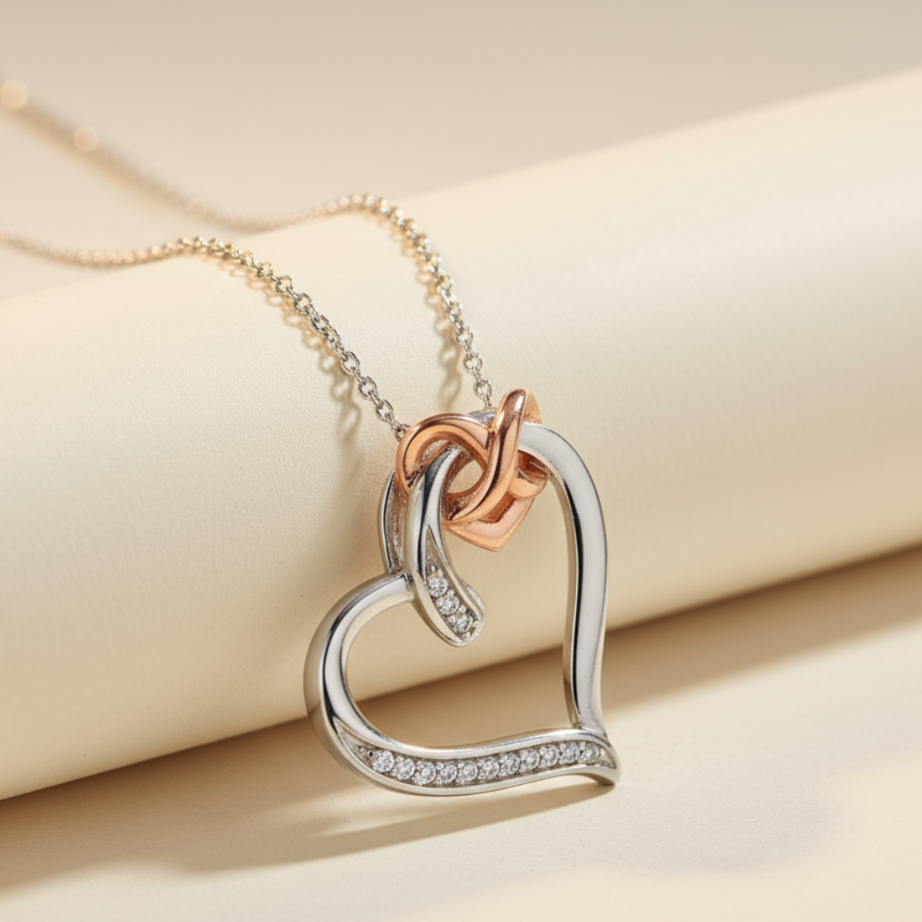 Interlocking Infinity Love Heart Pendant Necklace