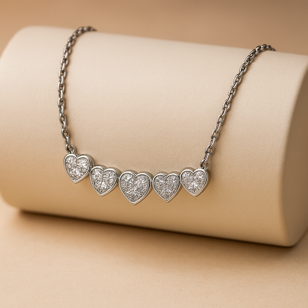 Five Heart Bar Pendant Necklace