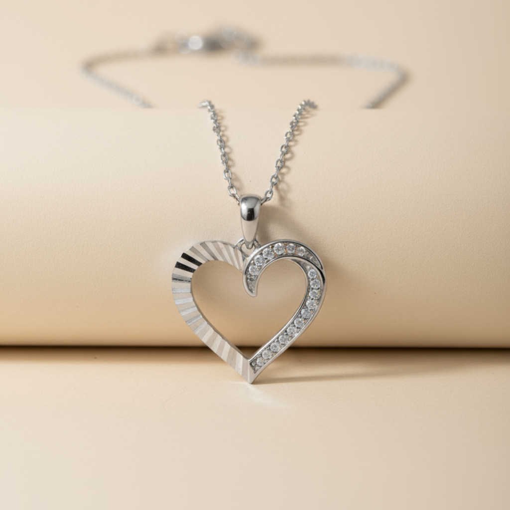 Open Half Heart Pendant Necklace