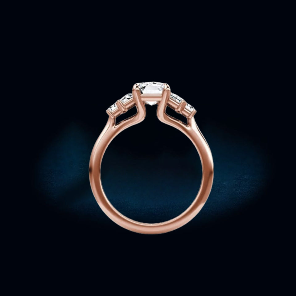 Emerald Shape Moissanite Five Stone Ring