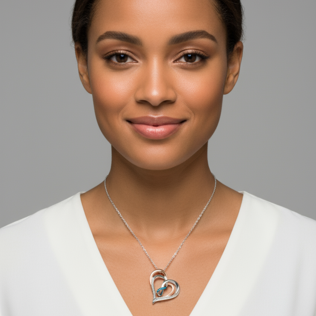 Infinity Double Heart Pendant Necklace