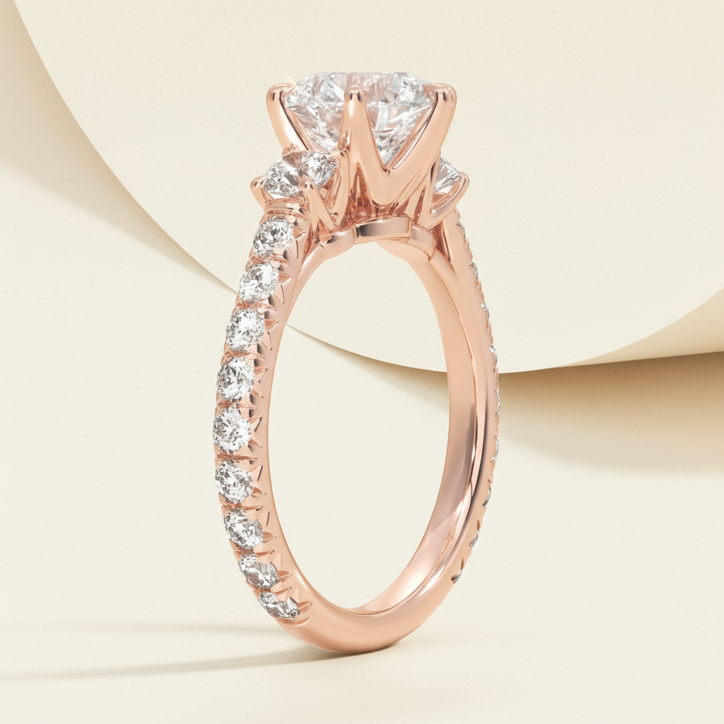 Channel Set Three Stone Engagement Ring