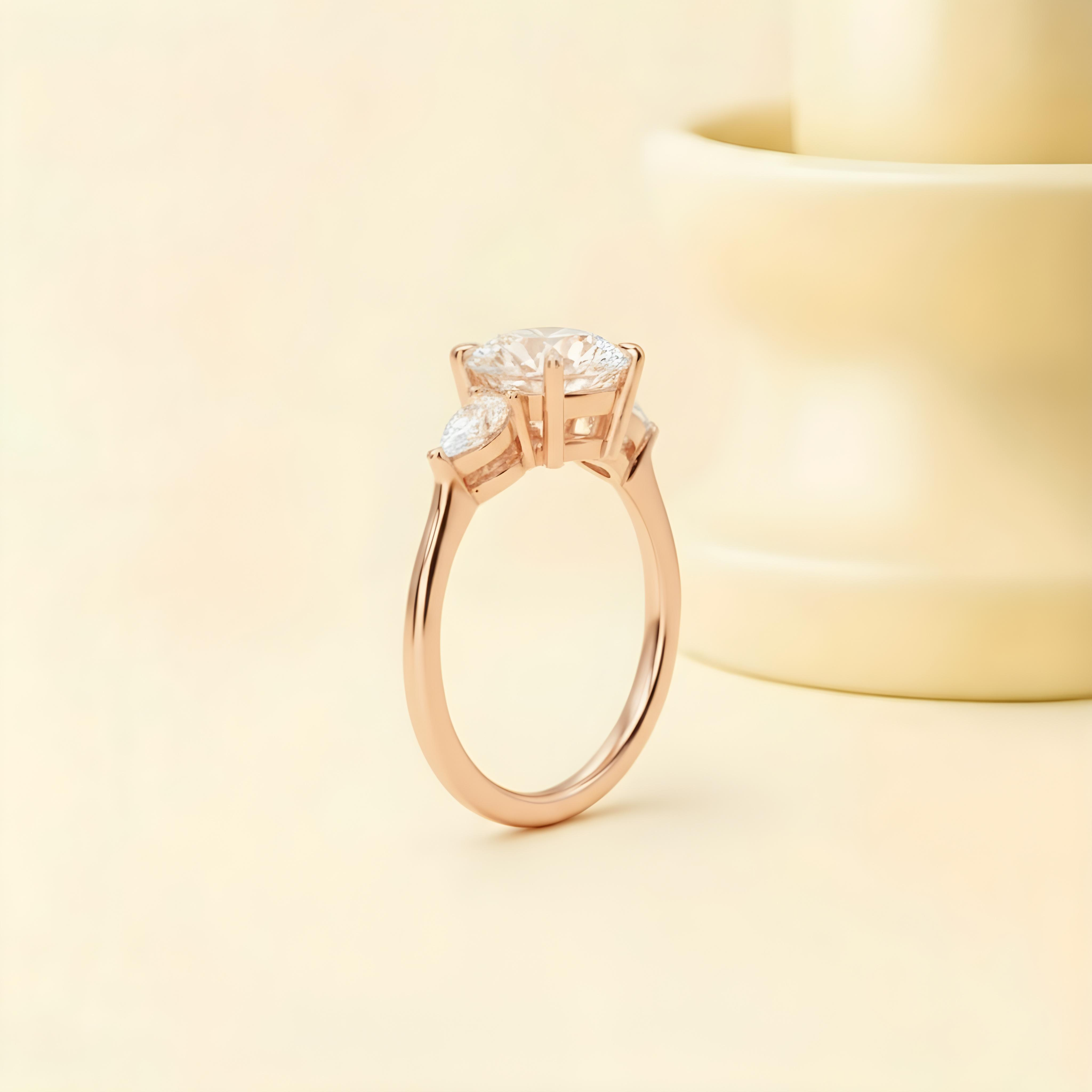 Moissanite Round Cut Three Stone Ring