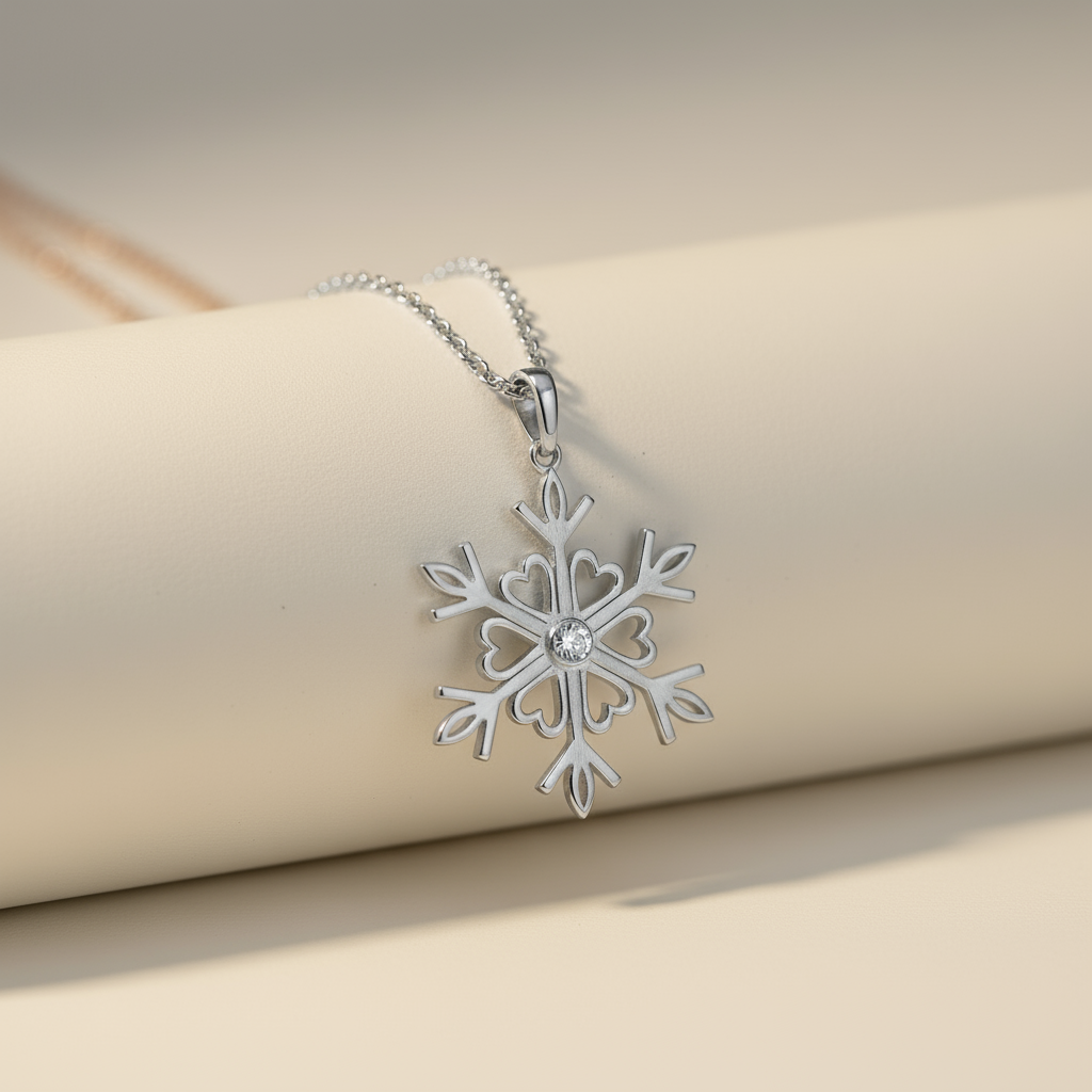 Heart Snowflake Pendant Necklace