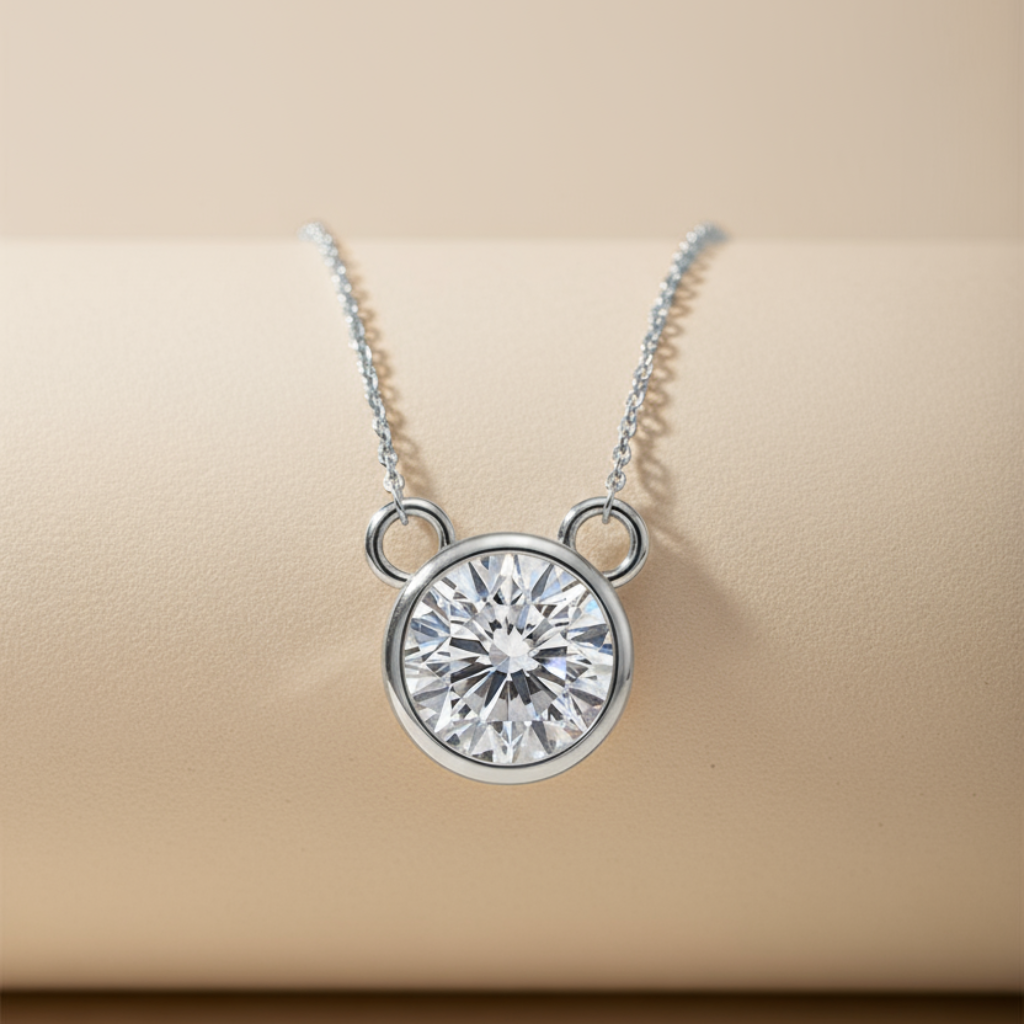 Round Bezel Pendant Necklace
