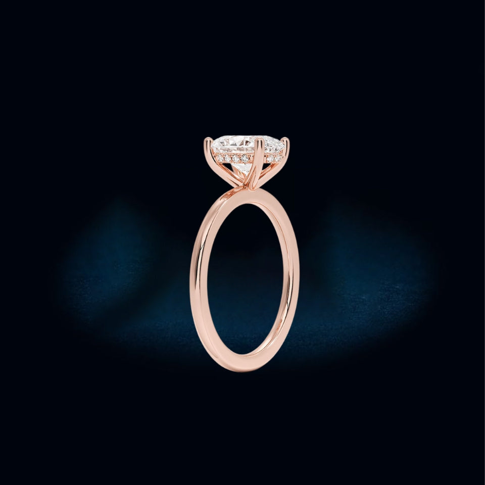 Oval Hidden Halo Moissanite Ring