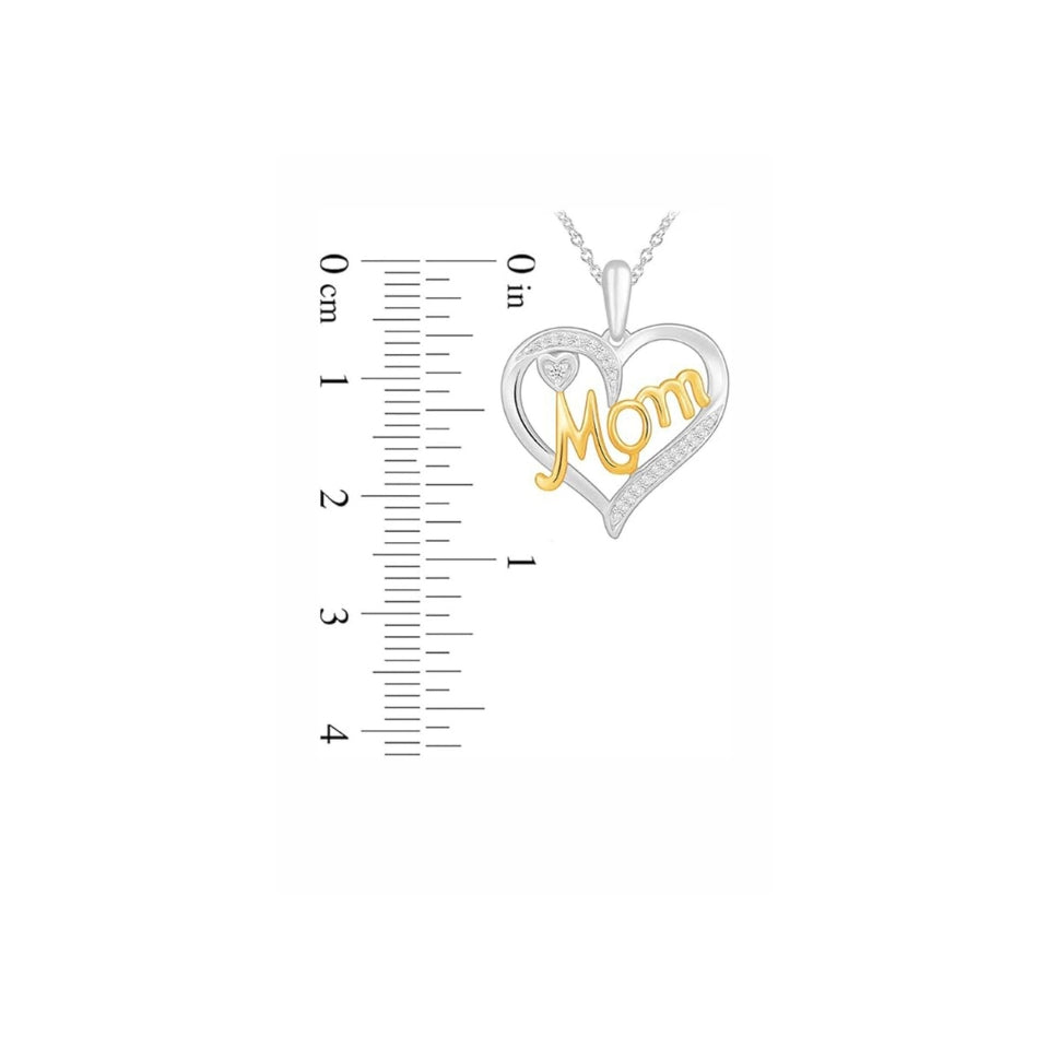 Double Heart Outline Mom Pendant Necklace