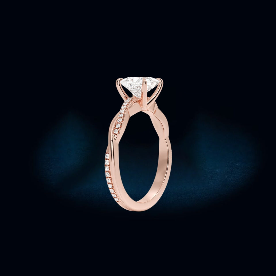 Princess Cut Moissanite Twisted Ring