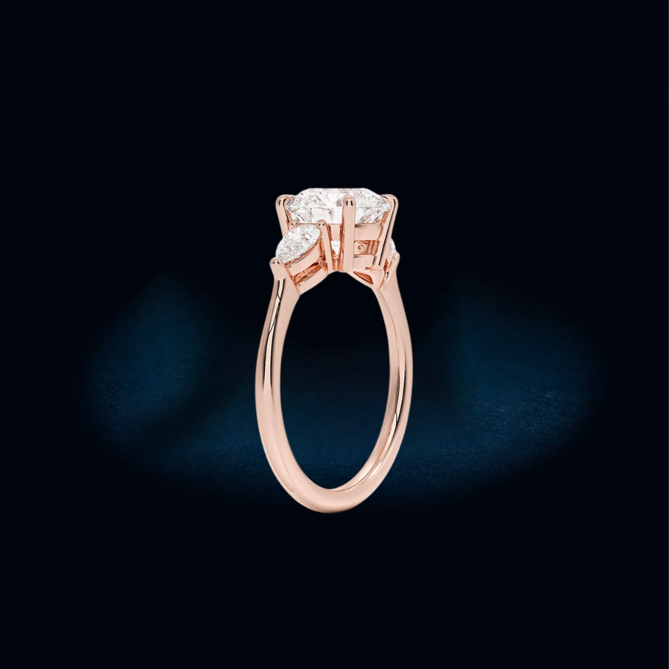 Moissanite Round Cut Three Stone Ring