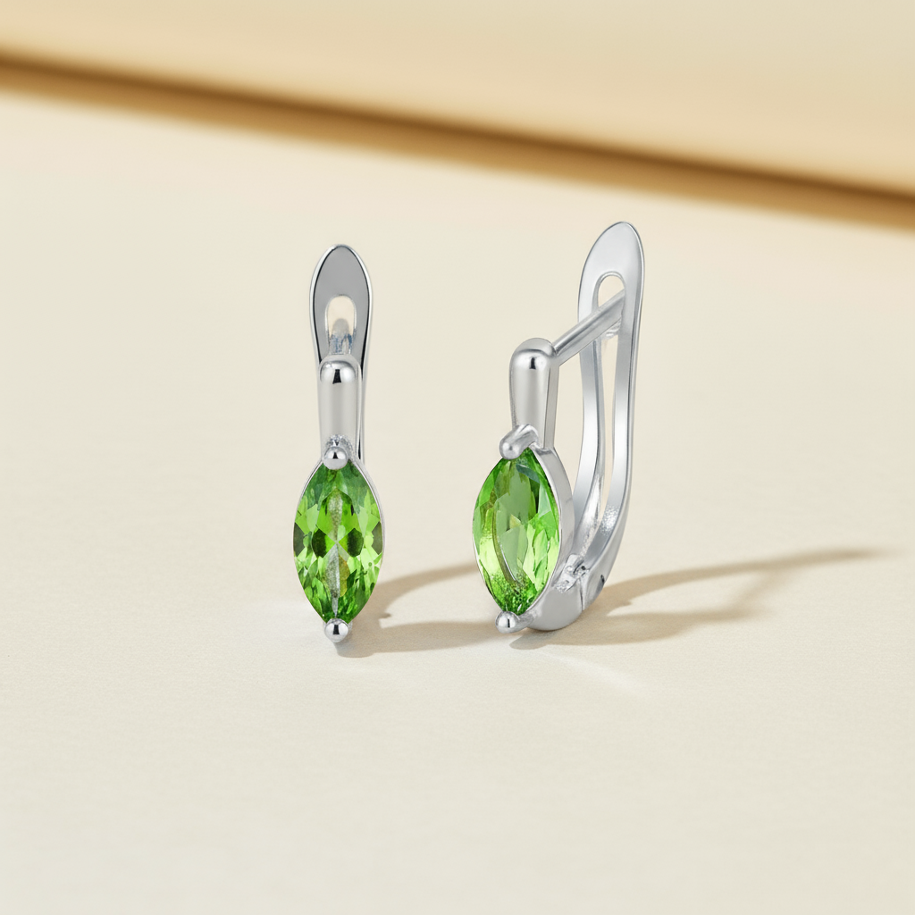 Marquise Gemstone Hoop Huggie Earrings