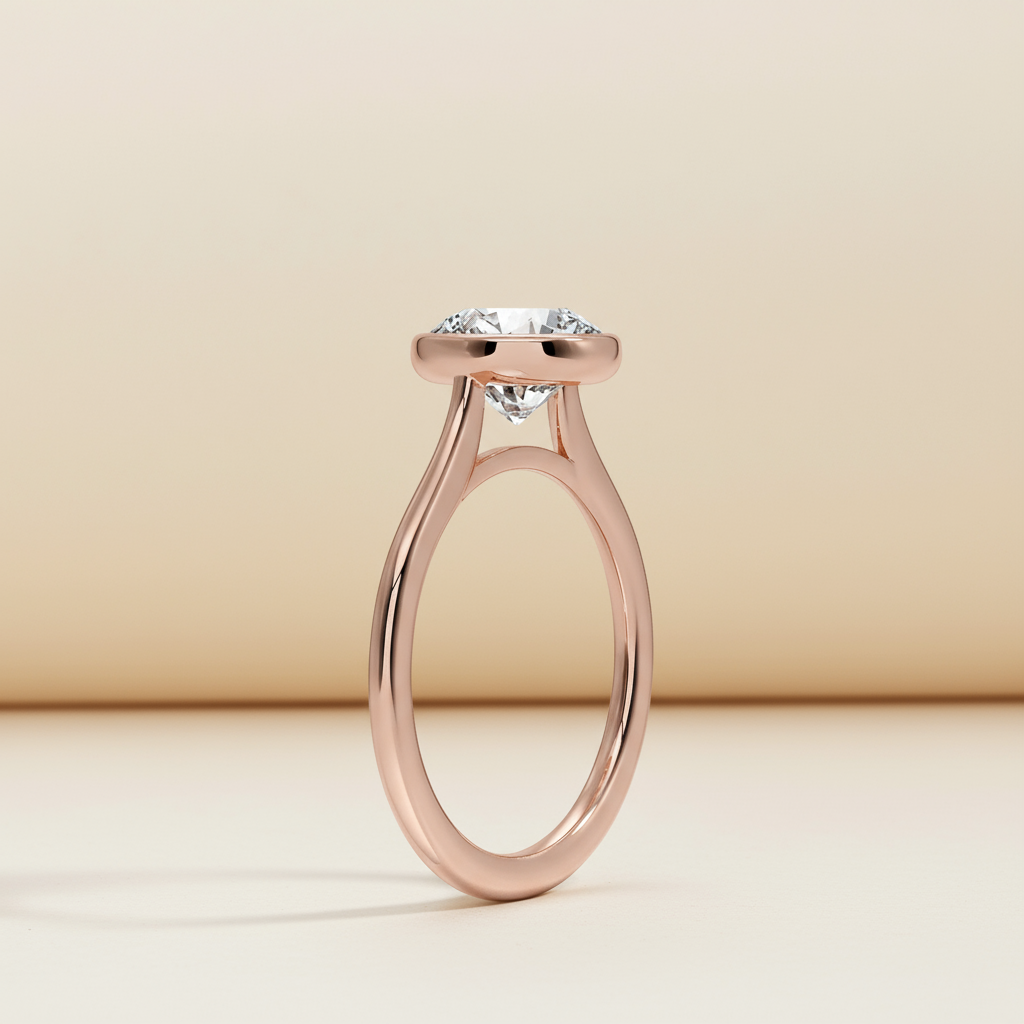 Asscher Bezel Moissanite Diamond Ring