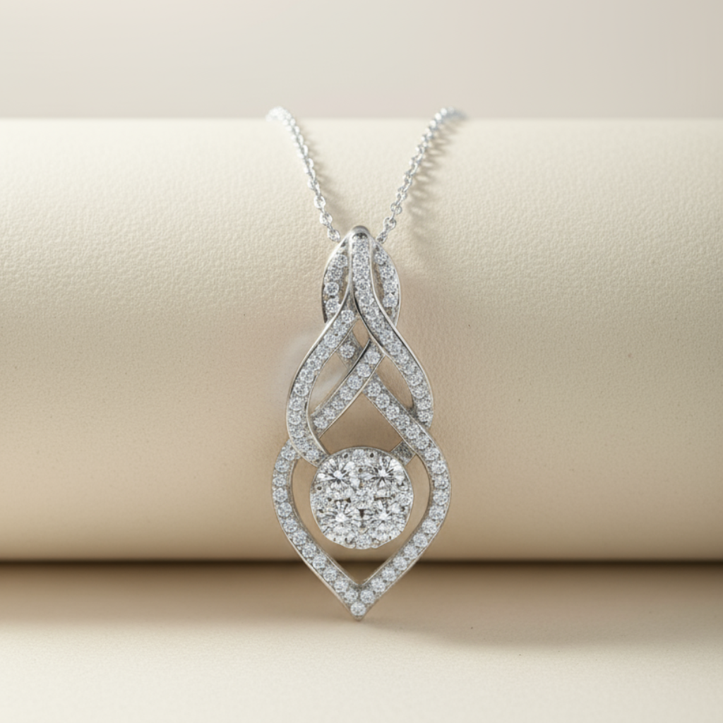 Swirl Infinity Teardrop Pendant Necklace