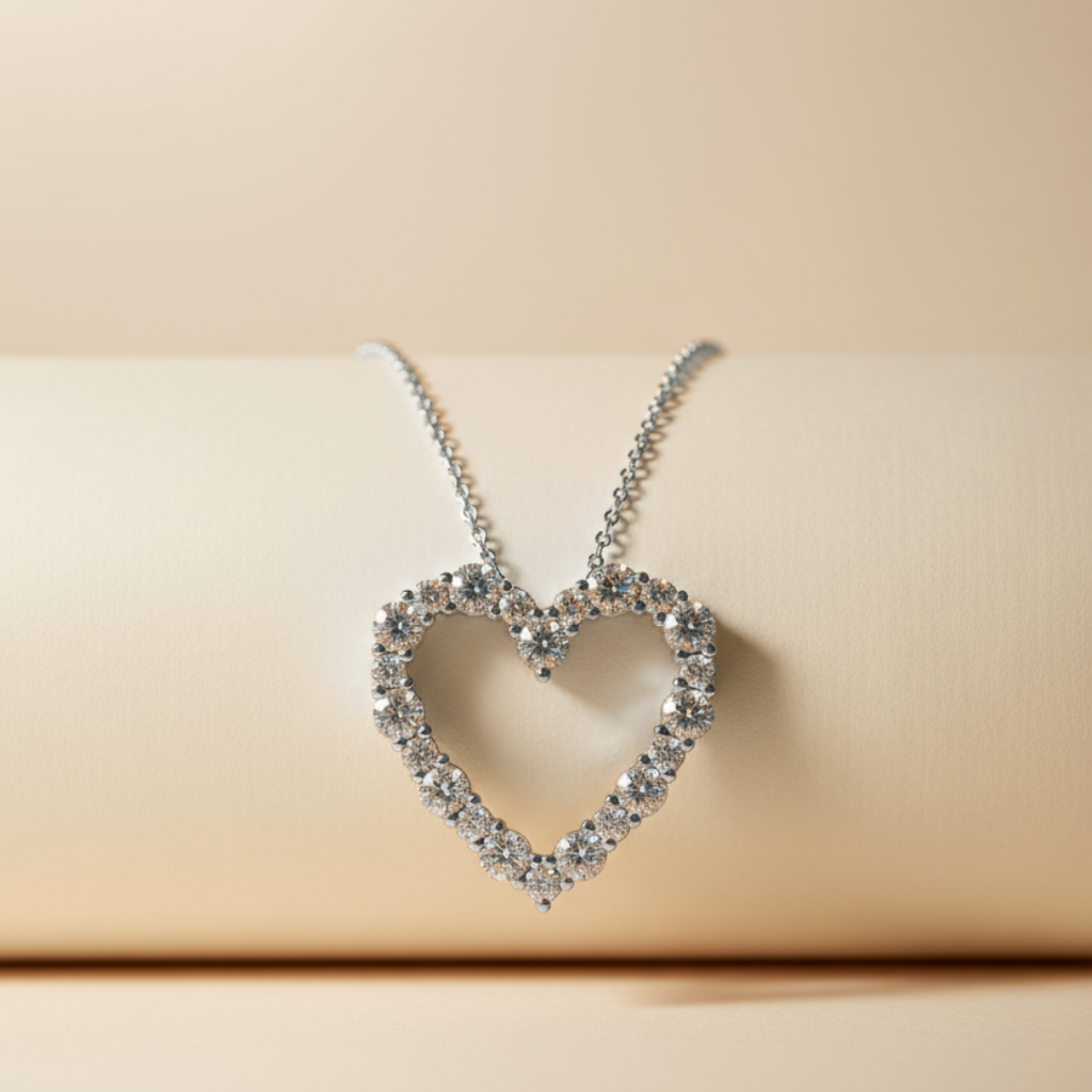 Cubic Outline Heart Pendant Necklace