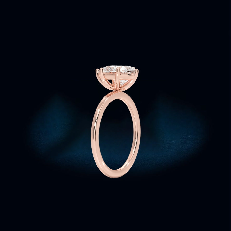 Hidden Halo Pear Shape Moissanite Ring