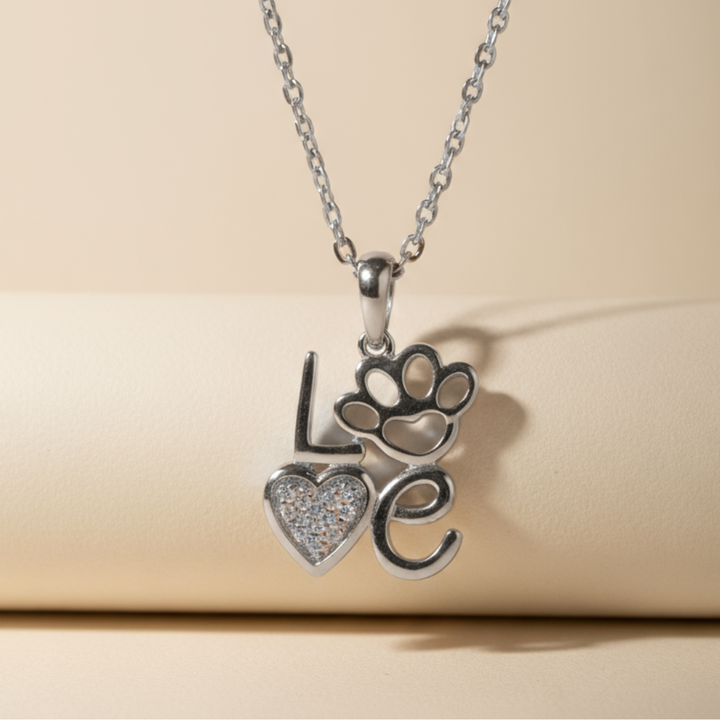 Love Paw Print Pendant Necklace