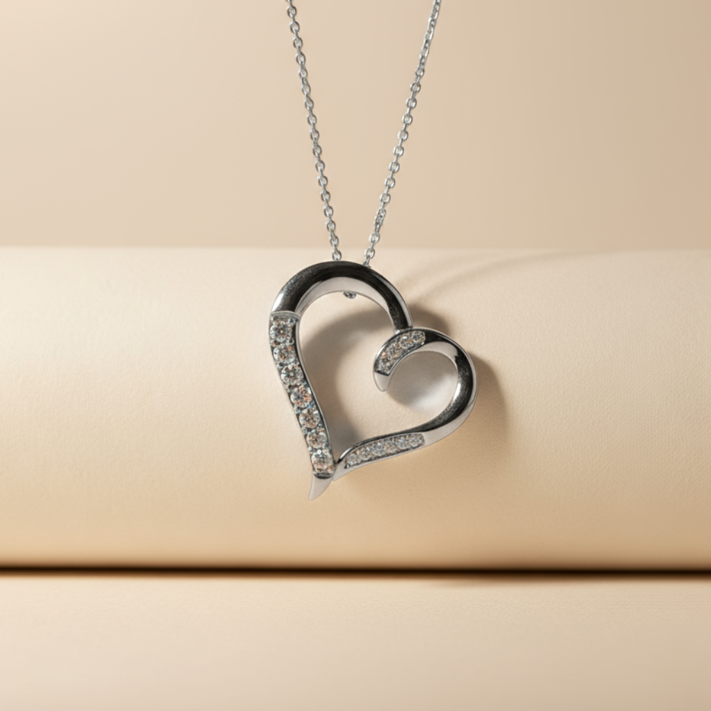 Tilted Heart Pendant Necklace