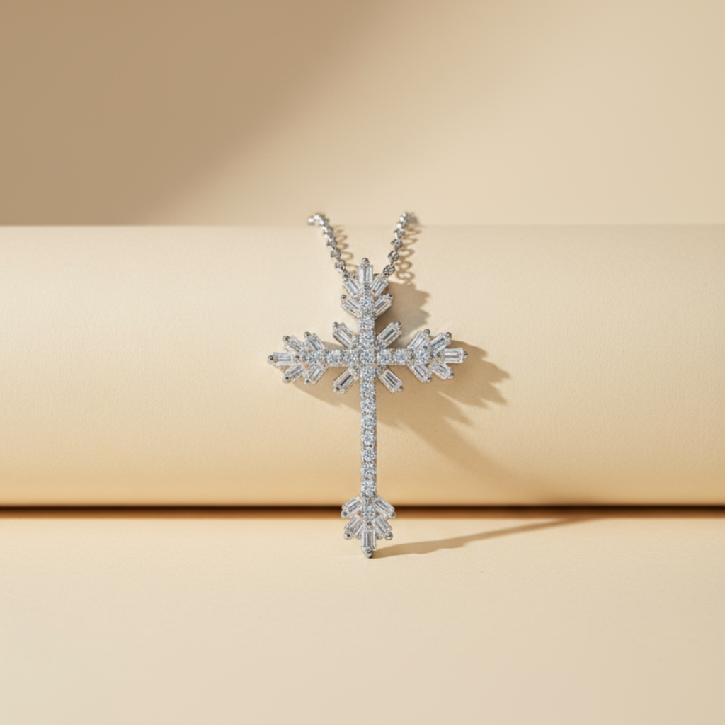 Baguette Cross Pendant Necklace