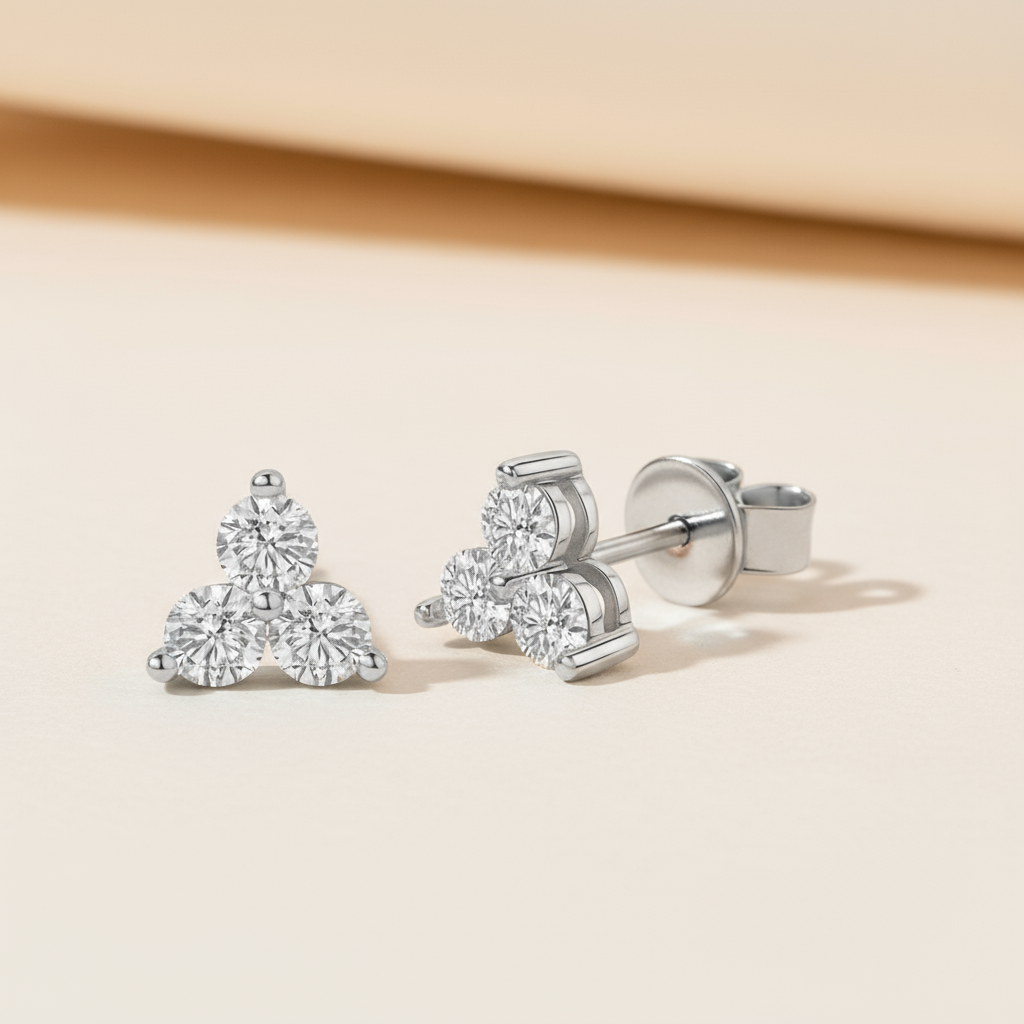 Trio Trinity Moissanite Diamond Stud
