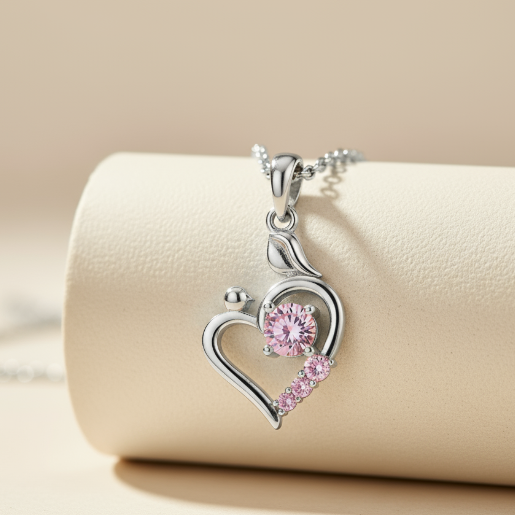 Child with Mom Heart Pendant Necklace