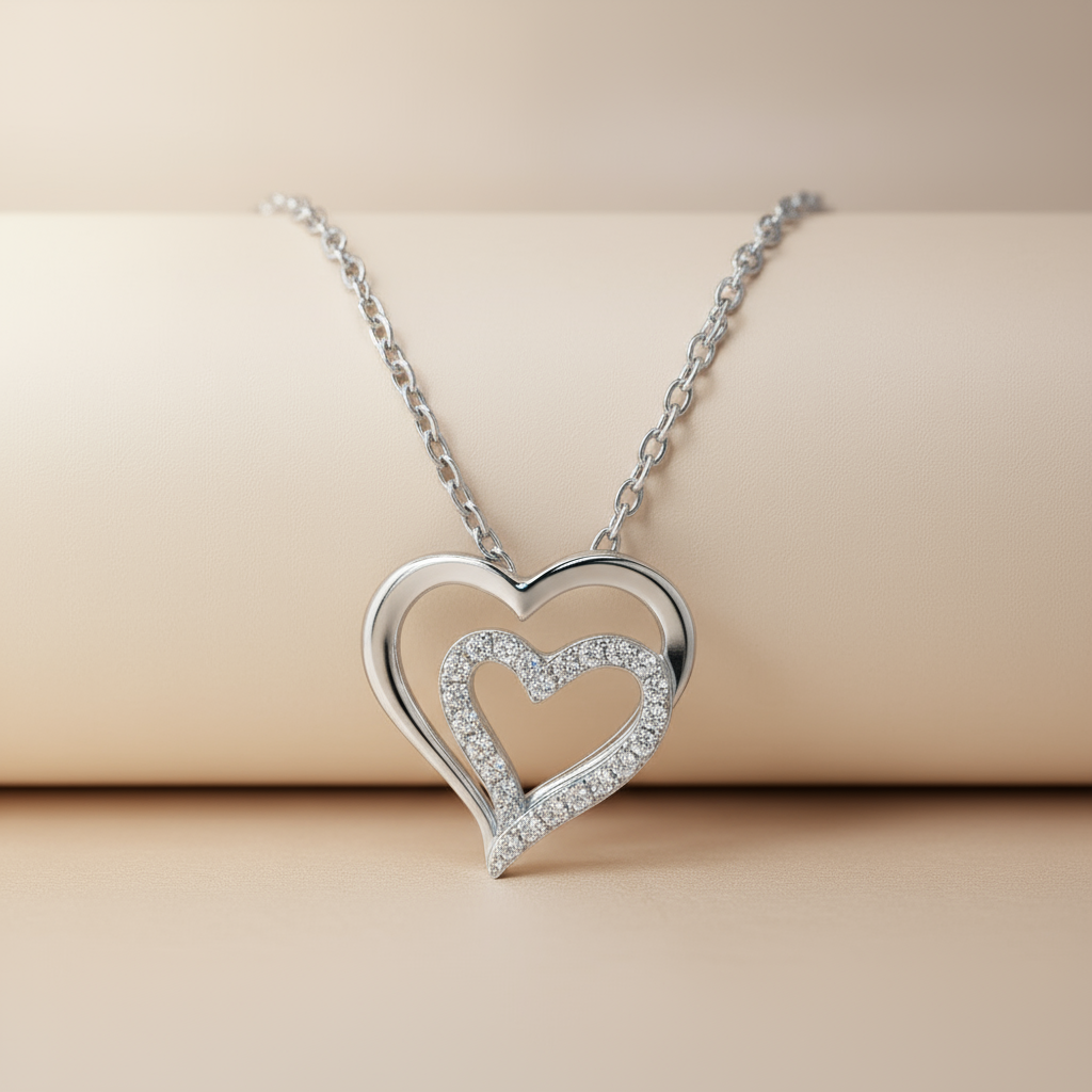 Double Heart Pendant Necklace