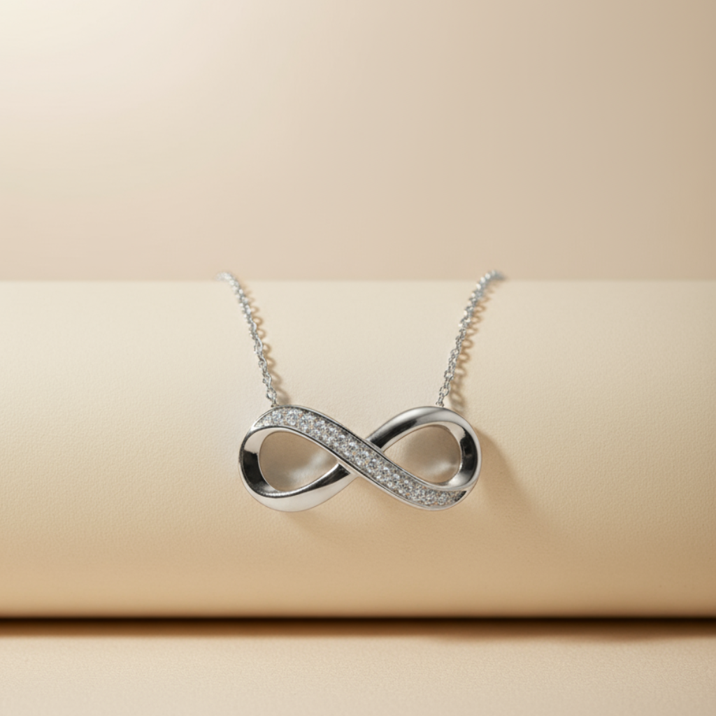 Pave set Infinity Pendant Necklace