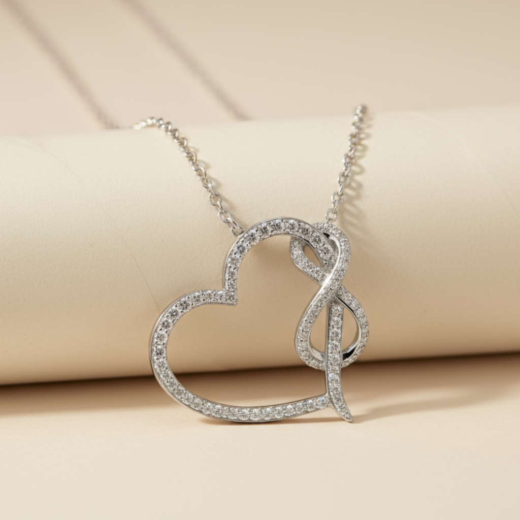 Love Heart Infinity Pendant Necklace