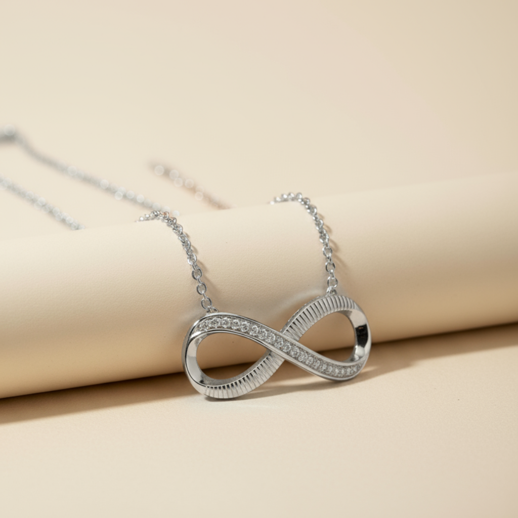 Moissanite Sideways Infinity Pendant Necklace