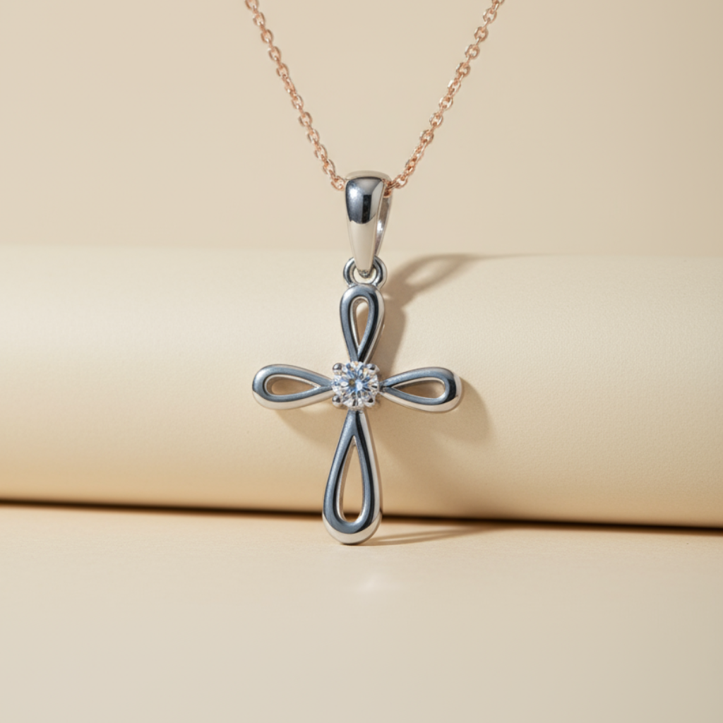 Infinity Open Cross Pendant Necklace