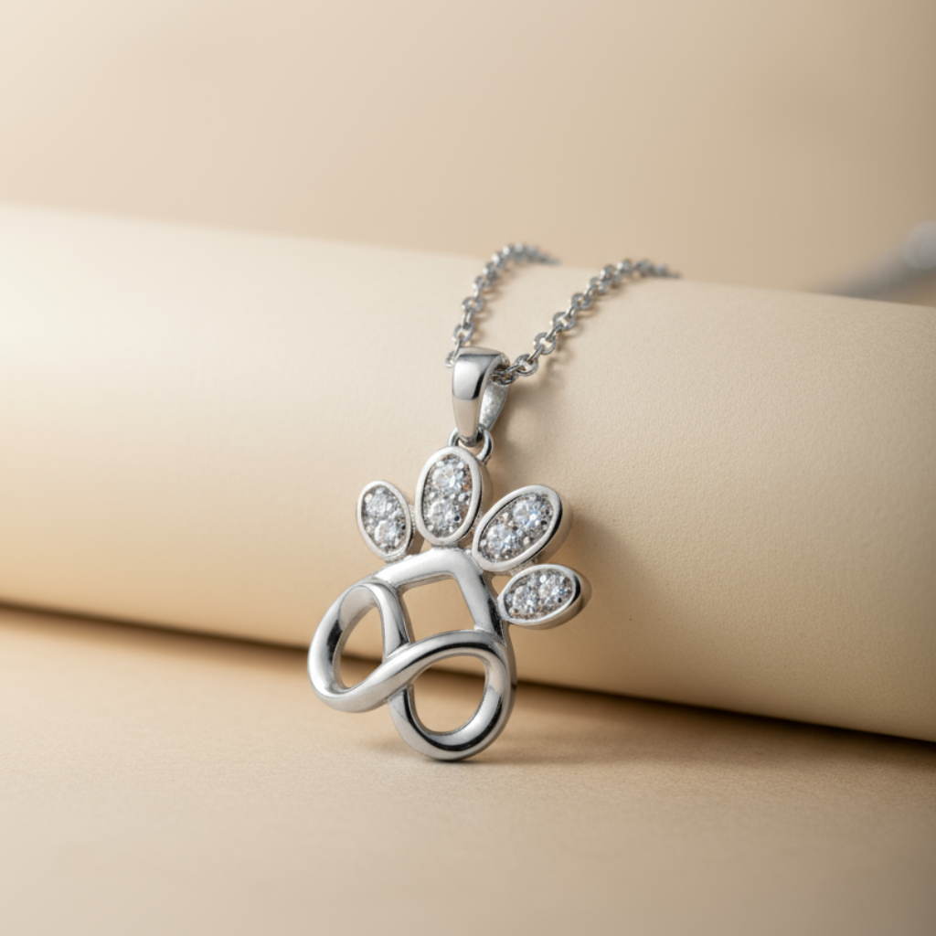 Infinity Paw Print Pendant Necklace