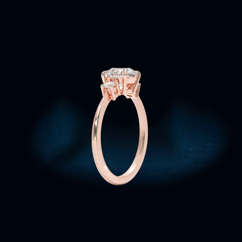 Round Moissanite Three Stone Engagement Ring