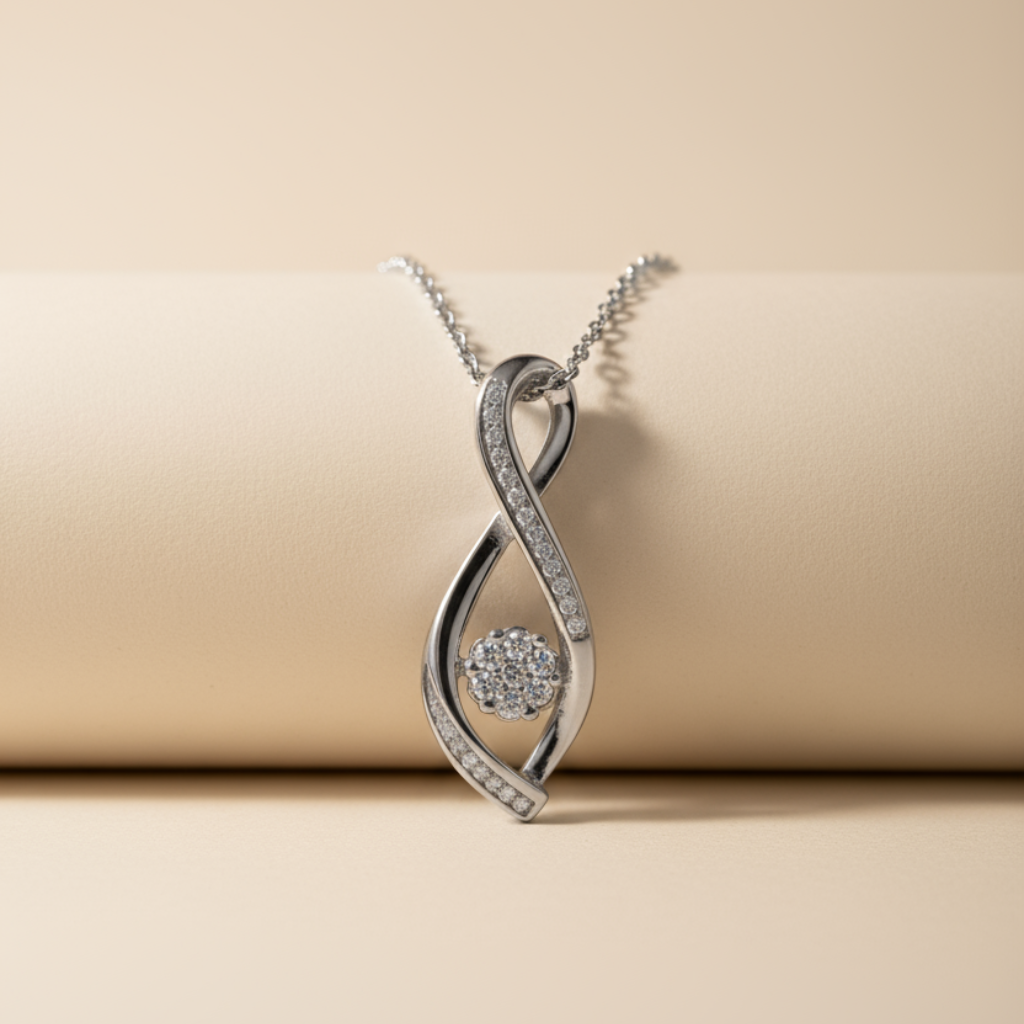 Infinity with Cluster Pendant Necklace