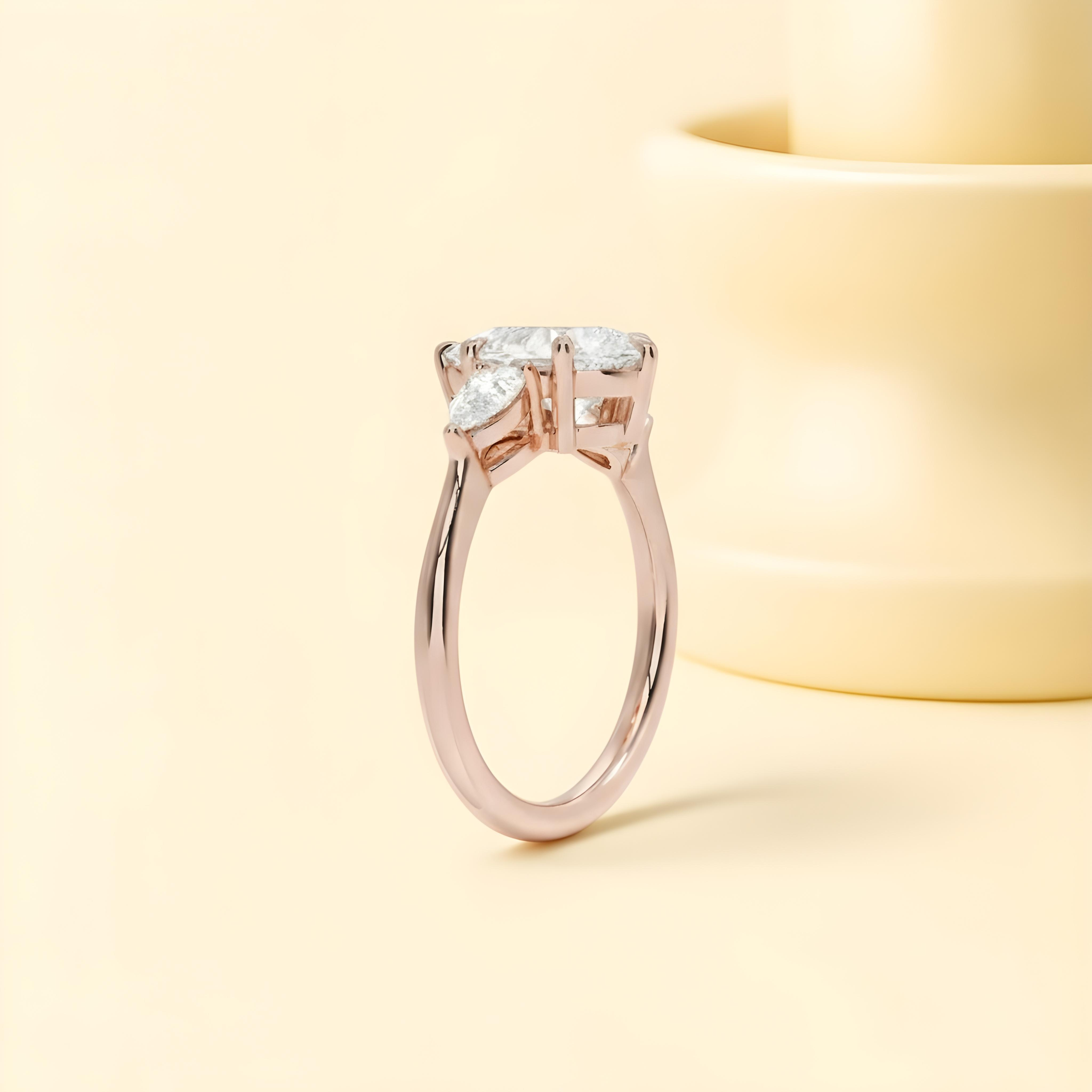 Moissanite Pear Cut Three Stone Ring