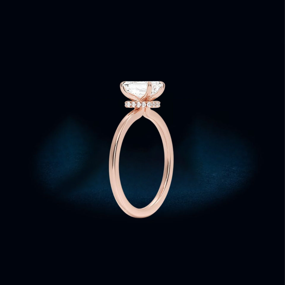 Hidden halo Emerald Cut Moissanite Ring