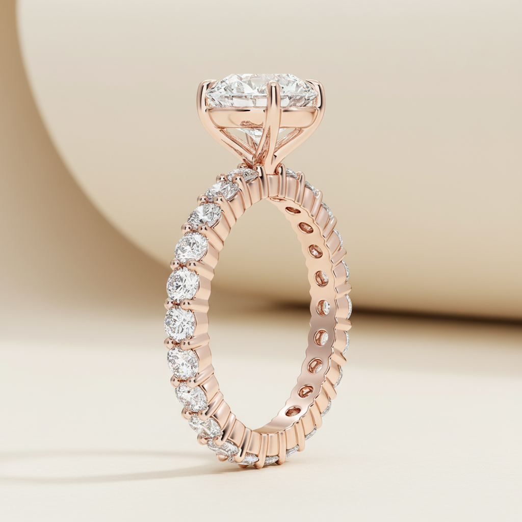 Round Shape Pointer Moissanite Diamond Ring