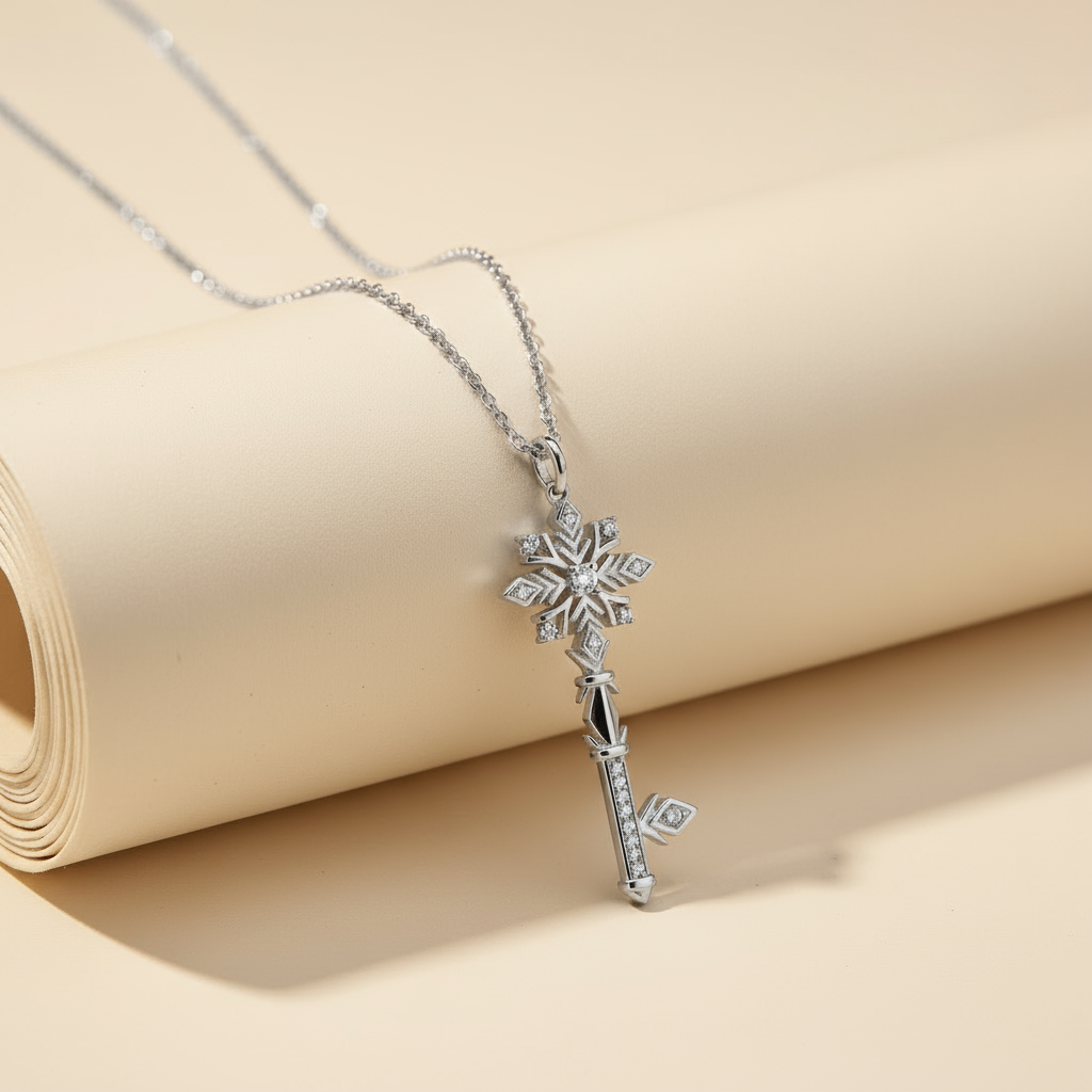 Snowflake Key Pendant Necklace