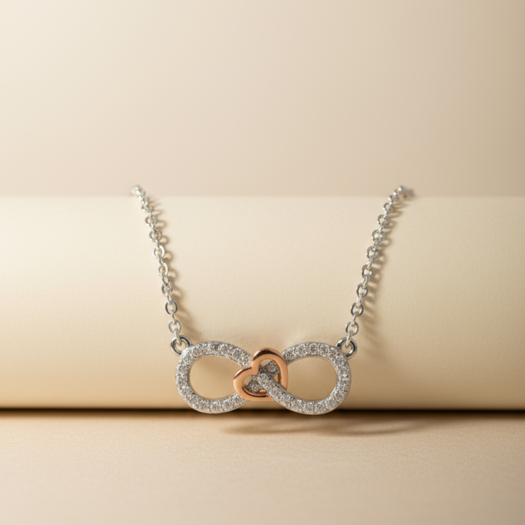 Sideways Infinity Heart Pendant Necklace