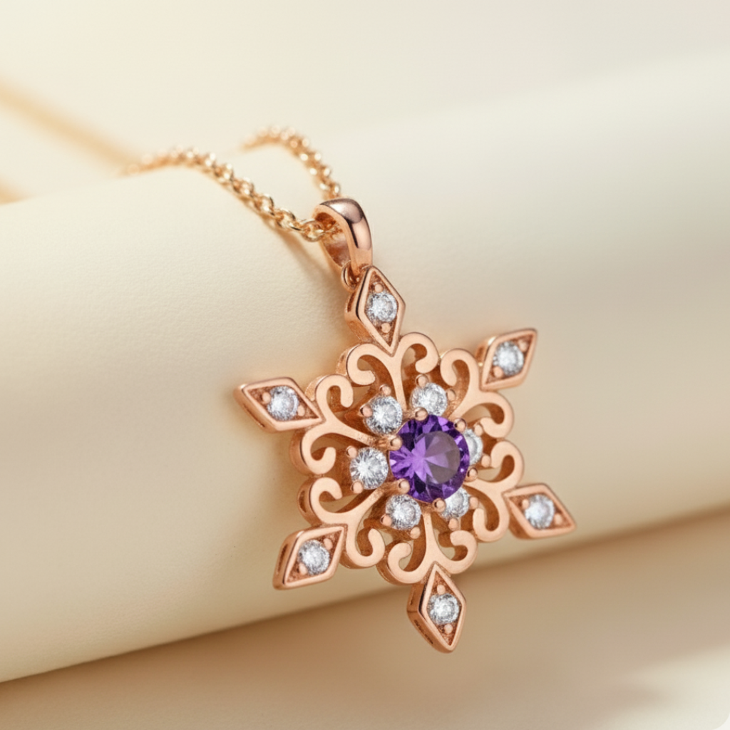 Birthday Snowflake Pendant Necklace