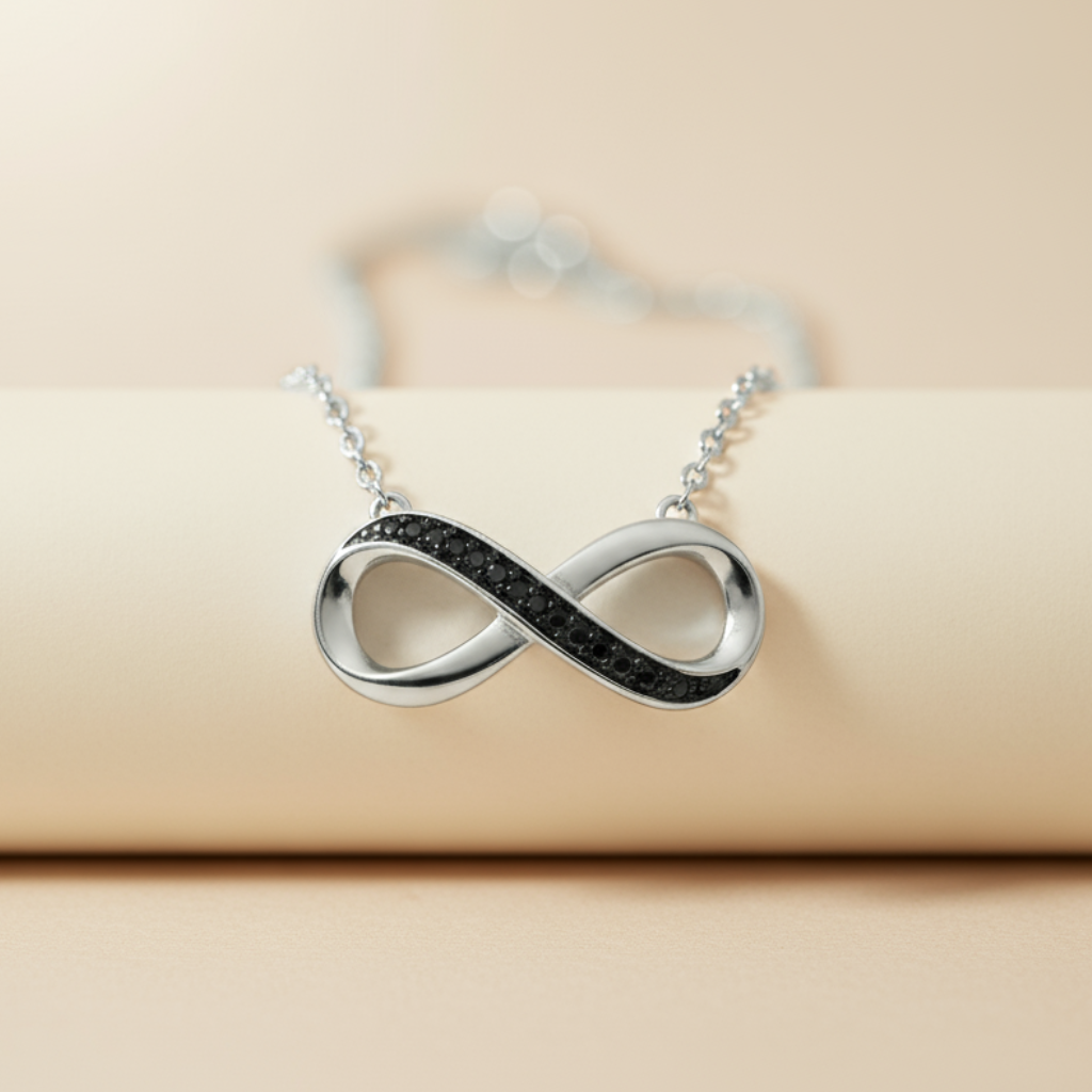 Black Infinity Pendant Necklace