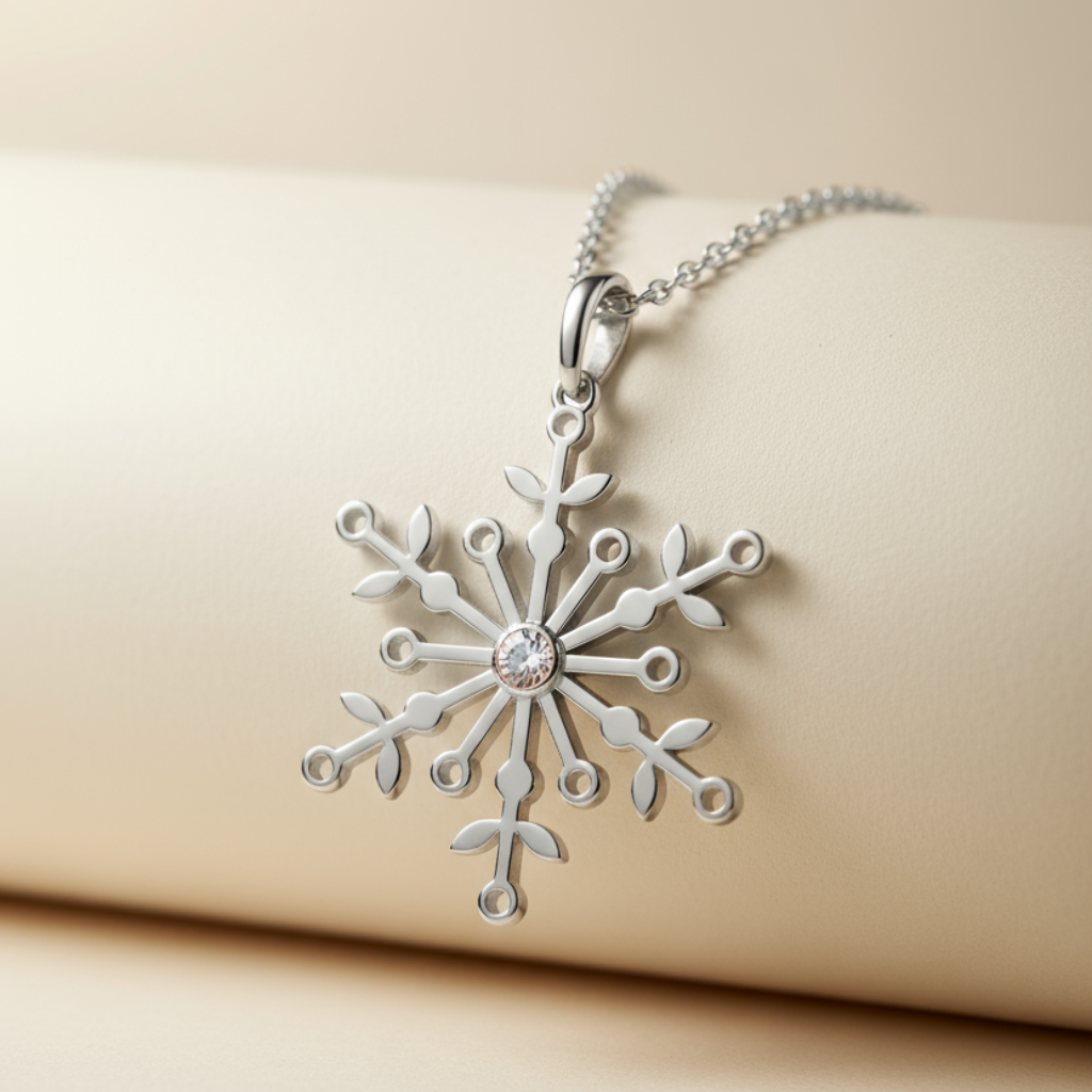 Solitaire Snowflake Pendant Necklace