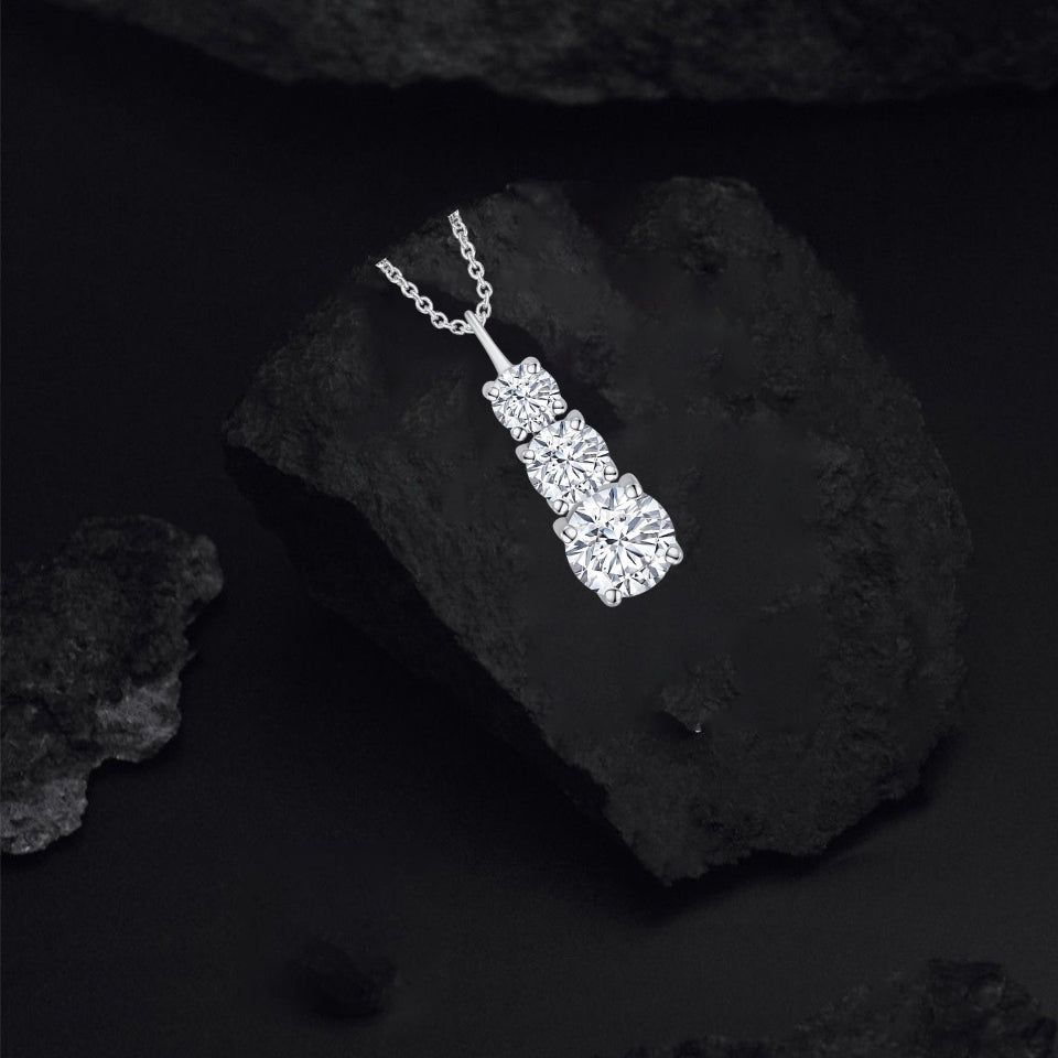 Three Stone Journey Pendant Necklace