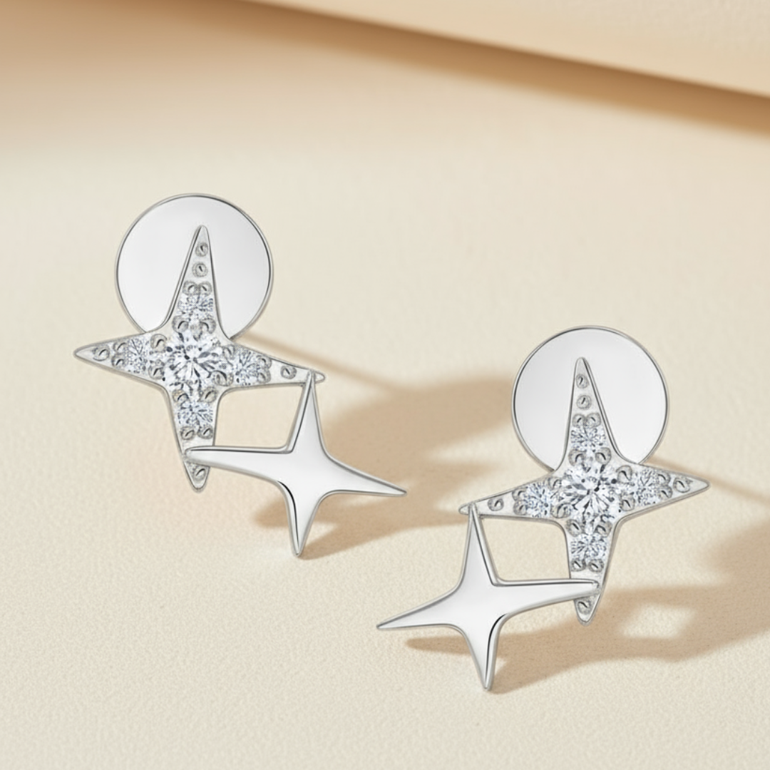 Moissanite Diamond Star Stud