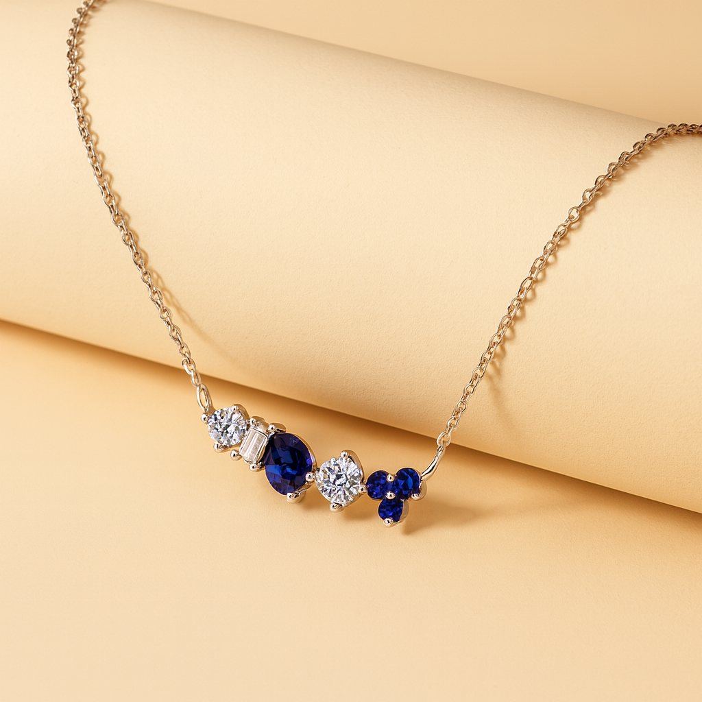 Blue Sapphire Gemstone Pendant Necklace